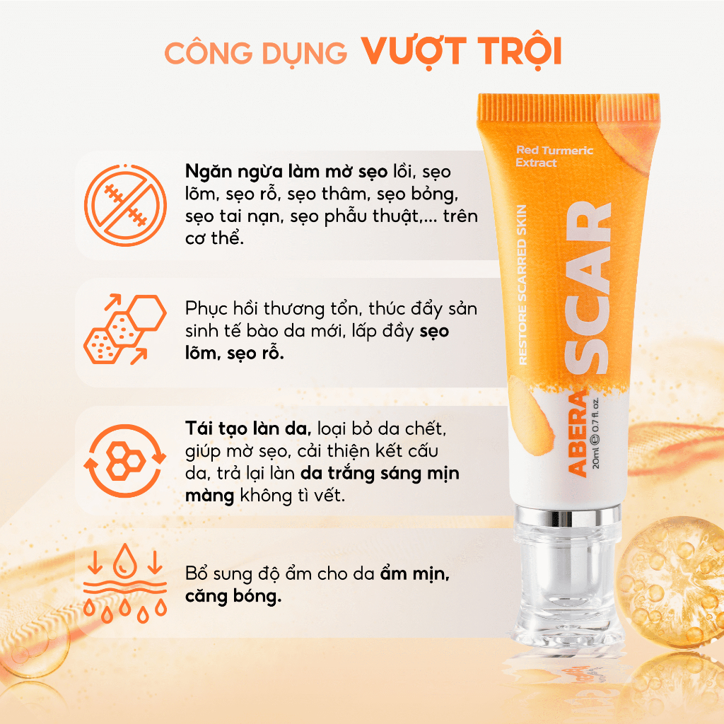 [COMBO 2 TUÝP] Kem mờ sẹo, liền sẹo, các loại sẹo lồi, sẹo lõm, sẹo bỏng, sẹo tai nạn - Kem liền sẹo nghệ đỏ Scar Abera