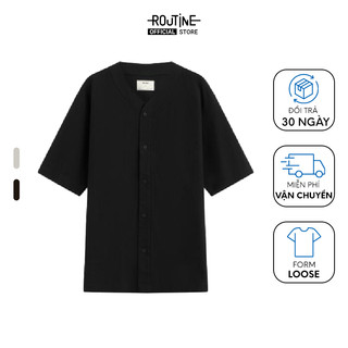 Áo Sơ Mi Nam Tay Ngắn Không Cổ Nhãn Trang Trí Form Loose - Routine 10S23SHS030