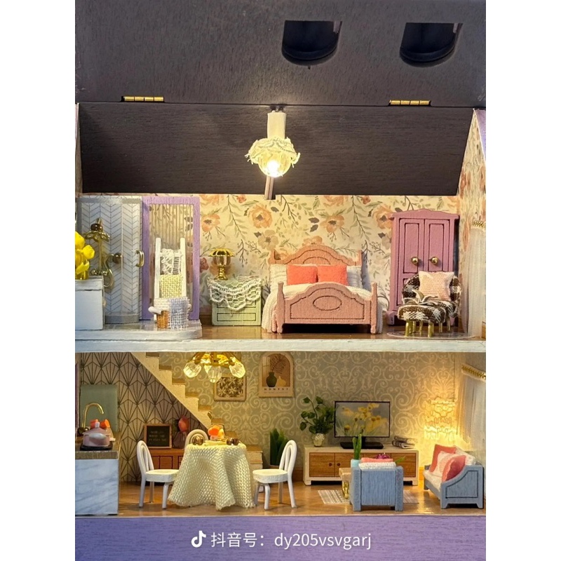 Mô hình nhà búp bê tự làm DIY, nhà gỗ Molan Manor