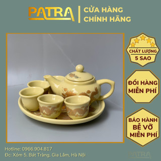 Bộ ấm chén thờ, bộ ấm trà cúng men vàng kim bát tràng cao cấp