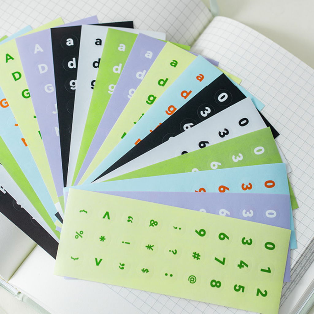 Stickers - Set 6 Tờ Stickers Chữ & Số Kingjet Mini Chất Lượng Cao