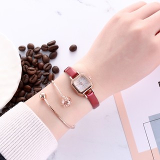 Đồng hồ nữ yuhao thiết kế mặt vuông thời trang, kiểu dáng nhỏ gọn, dây da bền đẹp