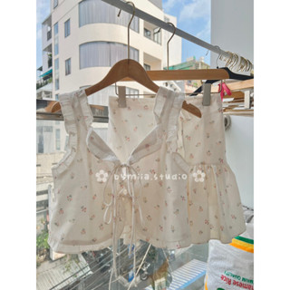 [ ❤️ FREESHIP ❤️] Set áo 2 dây chân váy ngắn nữ linen hoa nhí bymiia.stu
