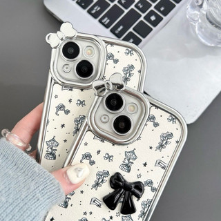 ỐP IPHONE FULL VIỀN HOẠ TIẾT NƠ ĐEN