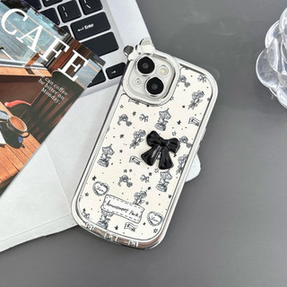 ỐP IPHONE FULL VIỀN HOẠ TIẾT NƠ ĐEN