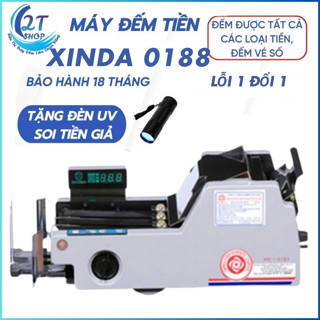 Máy đếm tiền, đếm vé số, XD 0188 đếm số lượng tờ, bảo hành 18 tháng tặng kèm đèn soi tien mini