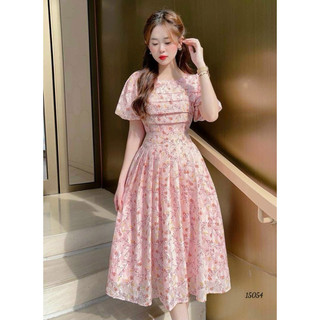 Đầm xoè voan hoa TRIPBLE T DRESS tay ngắn cổ vuông dễ thương - size M/L/XL/XXL