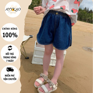 Quần short jeans ngắn cho bé kiểu ống rộng lưng thun co giãn s1 - ayykao