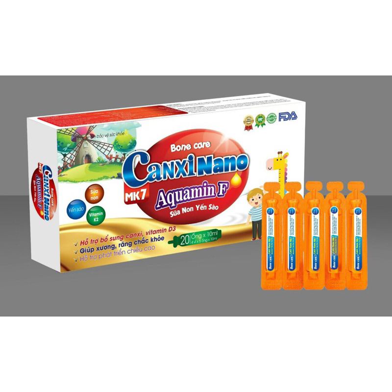 BONE CARE CANXI NANO MK7 AQUAMIN F Tăng chiều cao cho bé Magie B6 Plus  20 ống Bổ sung vitamin D3 K2