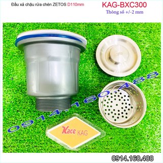 Đầu xả chậu chén bát Zentos KAG-BXC300 LOẠI TỐT, bầu thoát cho chậu rửa inox đường kính 11cm thoát nhanh rổ lọc rác tốt