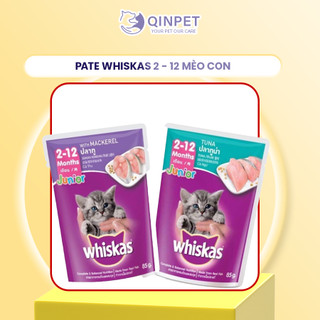 Pate Whiskas mèo con 2 - 12 tháng và Mèo trưởng thành 1+ 85g