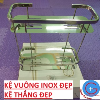 Kệ chữ nhật 2 tầng |Kệ thẳng để đồ|kệ vuông để đồ phòng tắm| giá để đồ inox