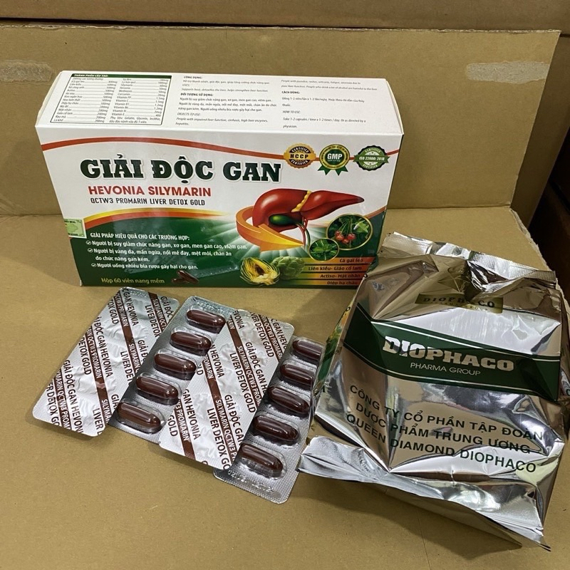 Viên Uống GIẢI ĐỘC GAN HEVONIA SILYMARIN QCTW3 Promarin Liver Detox Gold Hộp 60 viên ( 12 vỉ x 5 viên ) giúp bảo vệ gan