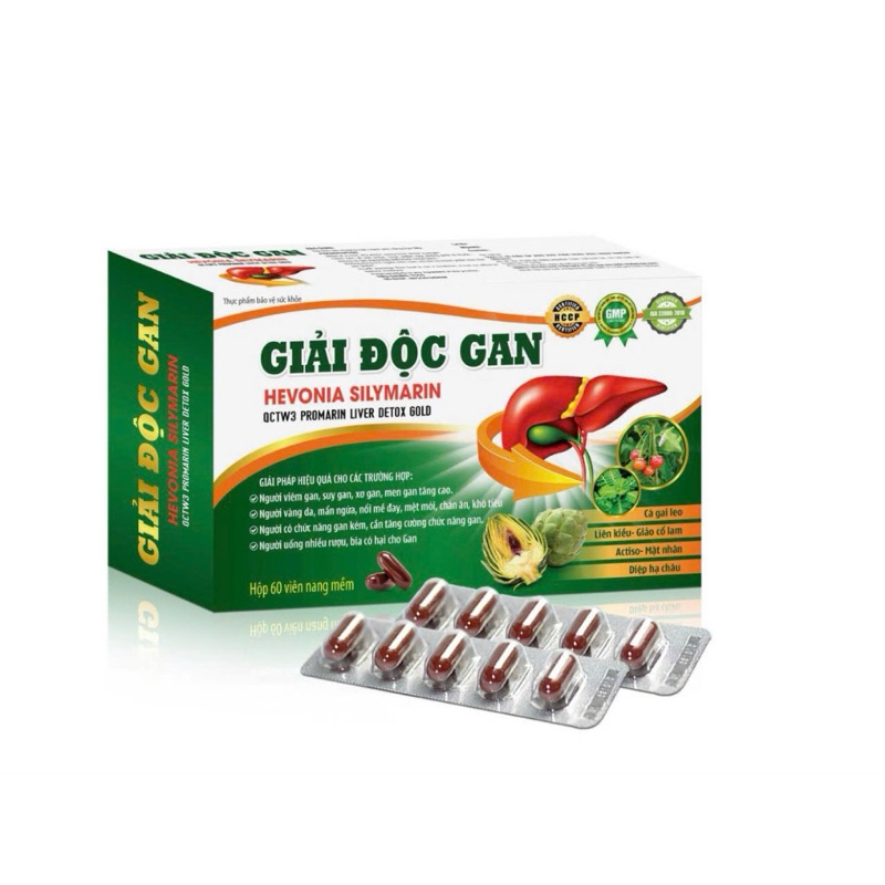 Viên Uống GIẢI ĐỘC GAN HEVONIA SILYMARIN QCTW3 Promarin Liver Detox Gold Hộp 60 viên ( 12 vỉ x 5 viên ) giúp bảo vệ gan