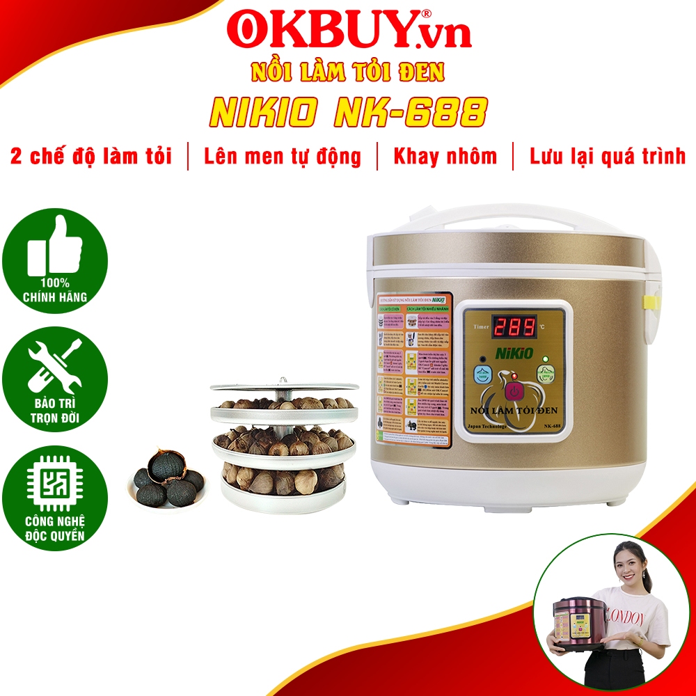 Nồi Làm Tỏi Đen Tự Động Nhật Bản Nikio NK-688 - 5L, làm 1.4kg tỏi đen - Màu Vàng