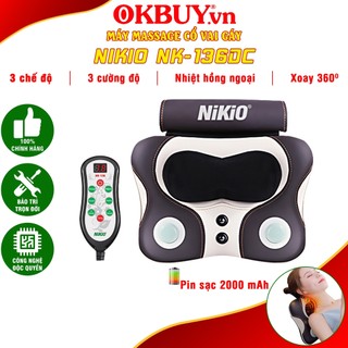 Máy đấm lưng massage xoa bóp lưng cổ vai gáy pin sạc Nikio NK-136DC