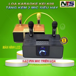 Loa karaoke bluetooth KEI K08 - Tặng kèm 2 micro không dây có màn hình LCD - Sạc pin cho micro ngay trên loa bào hàh 12t