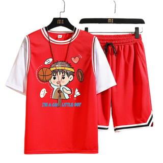 ❤️ SẢN PHẨM HÓT ❤️ sét bộ áo thun tay ngắn cổ tròn in hình litiboy quần đùi chất thun borip dày dặn xinh xắn