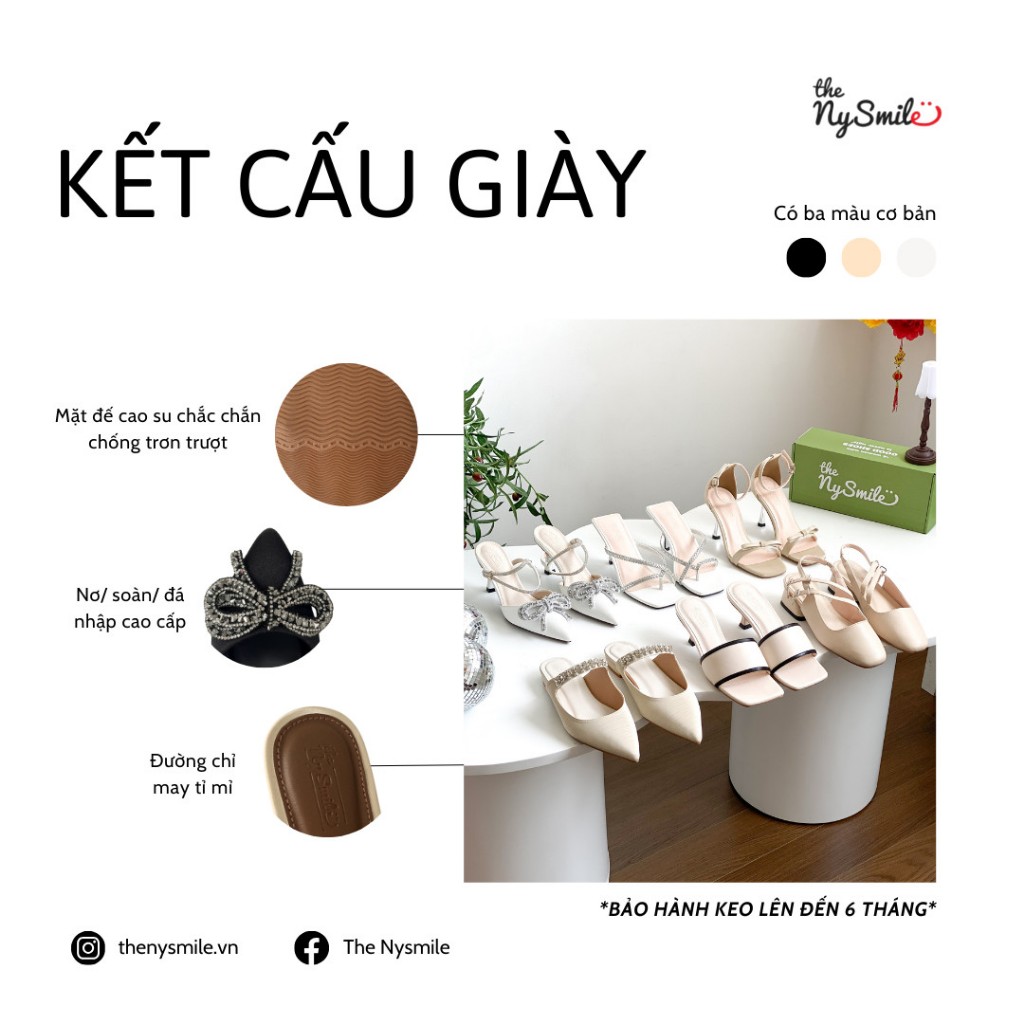 Dép sục nữ mũi nhọn khoen vuông , dép bít mũi - THENYSMILE - ZECOO