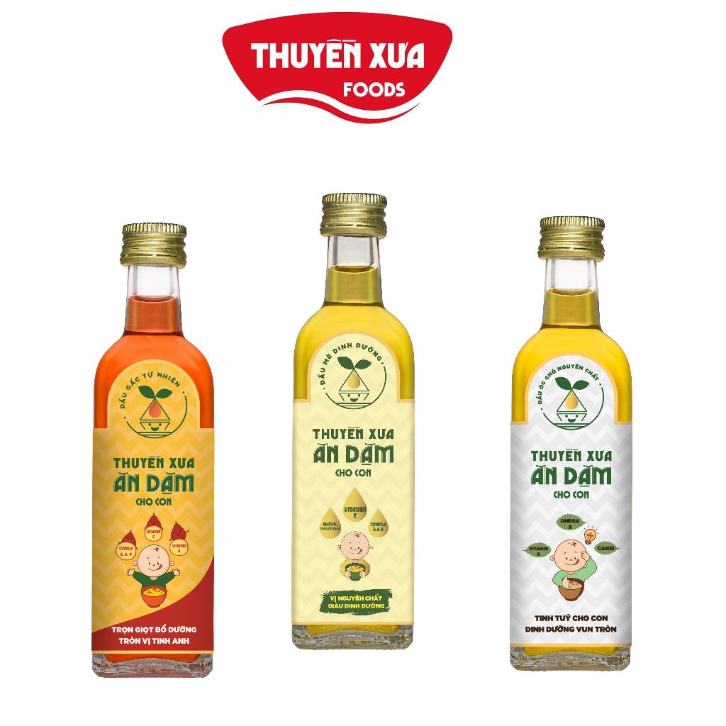 COMBO 3 chai Dầu Gấc-Mè-Óc Chó 65ml Thuyền Xưa Ăn Dặm cho bé