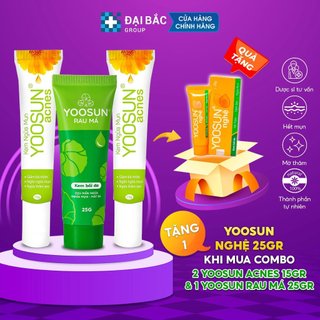 Combo bộ sản phẩm ngừa mụn, dưỡng da, mờ thâm 2 YOOSUN Acnes 15gr, 1YOOSUN Rau má 25gr tặng một bấm móng tay