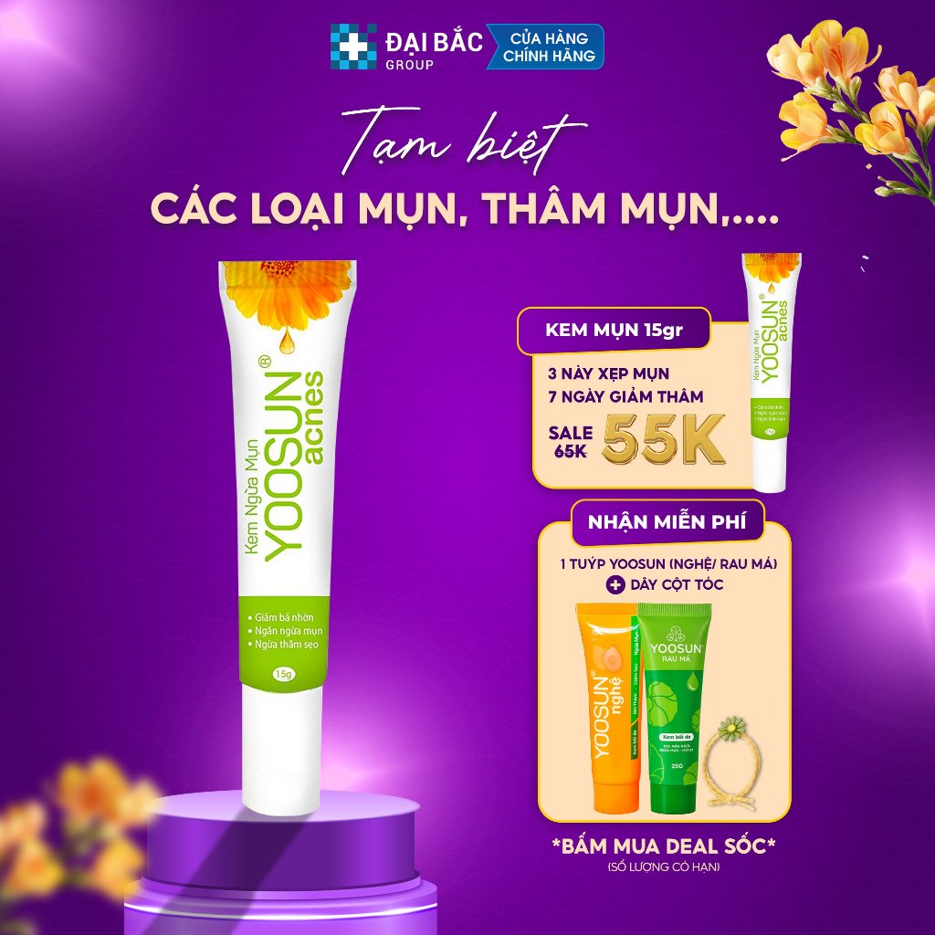 [MUA 1 ĐƯỢC 3]Kem ngừa Mụn, kiểm soát bã nhờn, ngừa thâm sẹo YOOSUN Acnes 15g/ tuýp