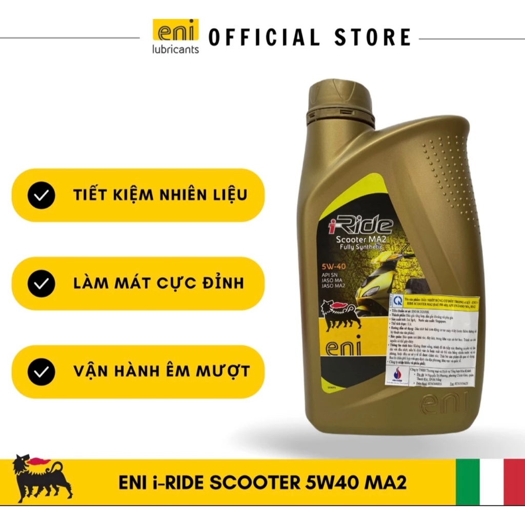 2 - DẦU NHỚT  Eni i-Ride Scooter 5W40 API SN JASO MA/MA2 Fully Synthetic