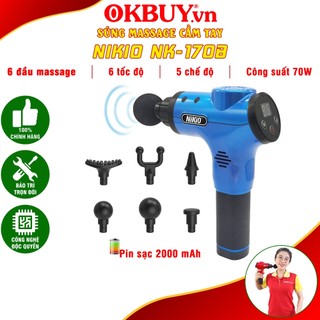Súng mát xa cầm tay 6 đầu, 5 chế độ Nhật Bản Nikio NK-170B - Xanh - HÀNG CHÍNH HÃNG