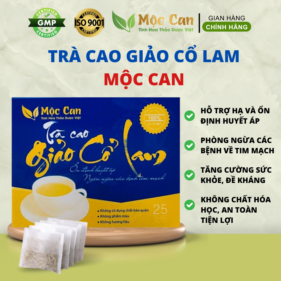 Trà Cao Giảo Cổ Lam Mộc Can, trà tủi lọc giúp hạ ổn định huyết áp, giảm mỡ máu ngăn ngừa xơ vữa động mạch, Jiaogulan tea