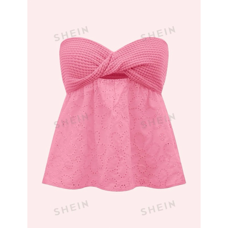 (ORDER SHEIN) Áo ống croptop nút thắt CINDY TOP (hồng baby)