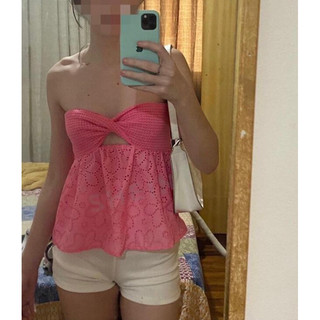 (ORDER SHEIN) Áo ống croptop nút thắt CINDY TOP (hồng baby)