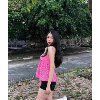 (ORDER SHEIN) Áo ống croptop nút thắt CINDY TOP (hồng baby)