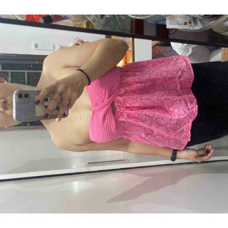 (ORDER SHEIN) Áo ống croptop nút thắt CINDY TOP (hồng baby)