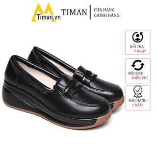 Giày lười nữ chất liệu da cao cấp búp bê đế xuồng đế cao màu trắng độn đế bảo hành 1 năm GD66 TIMAN
