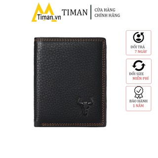 Ví nam mini dài cầm tay dáng đứng chất liệu da bò thật hàng hiệu bảo hành 1 năm VD31 TIMAN