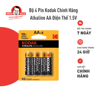 Bộ 4 pin aa alkaline kodak điện thế 1.5v chính hãng nhập khẩu uncle bills ib0122