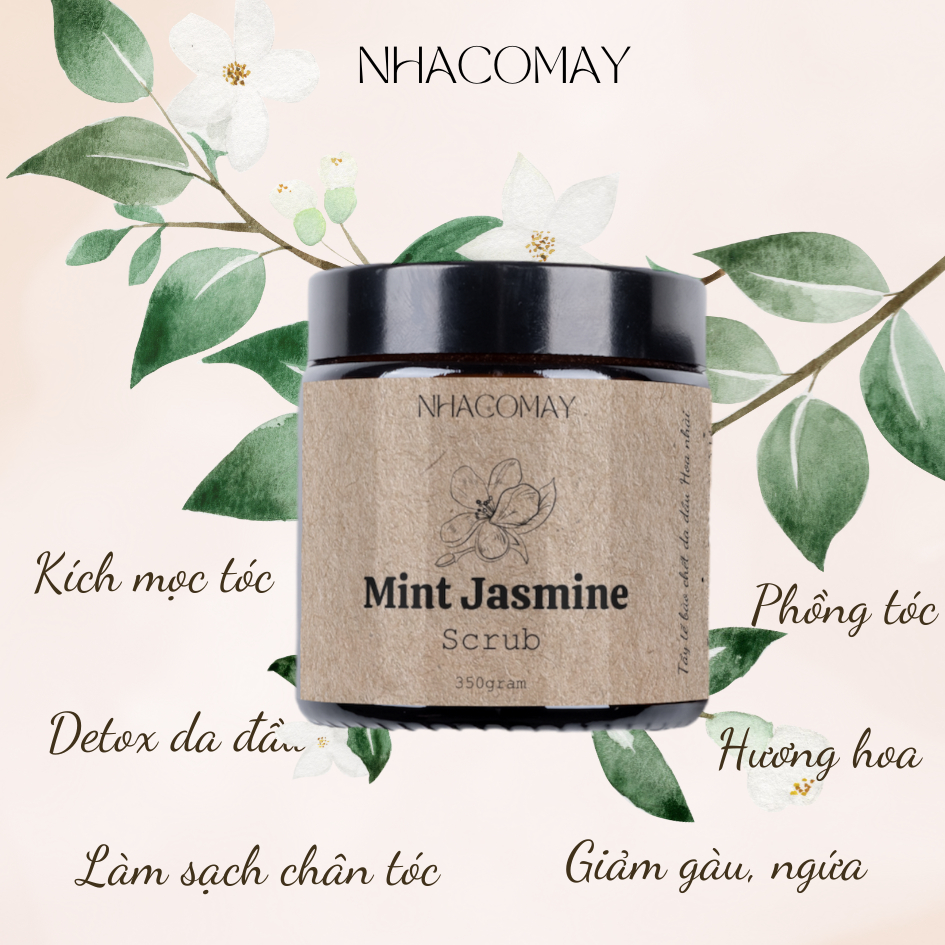 Tẩy tế bào chết da đầu Hoa nhài Nhà cô Mây - Detox da đầu, kiềm dầu, giảm gàu, tơi phồng tóc