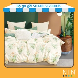Bộ ga gối NIN Stefani ST200035 nhiều kích cỡ (Không kèm mền) màu xanh pastel 3 món 4 món