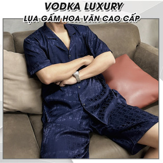 Đồ ngủ nam pijama nam cộc tay chất lụa gấm cao cấp hoạ tiết sang chảnh D02 - VODKA LUXURY