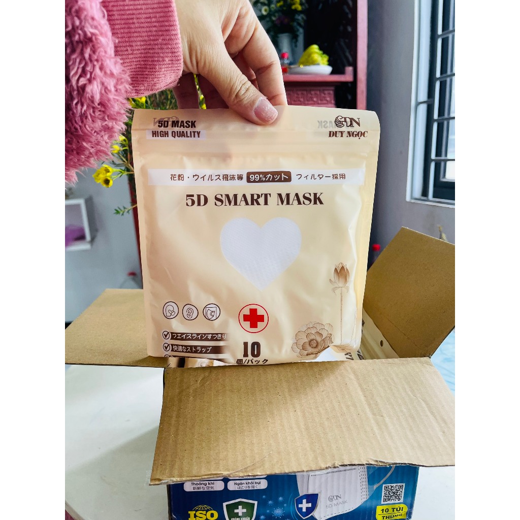 Khẩu Trang 5D SMART MASK DUY NGỌC TÚI ZIP SIÊU DÀY 4 LỚP