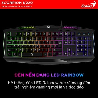 Bàn phím gaming genius scorpion k-220 led - hàng chính hãng