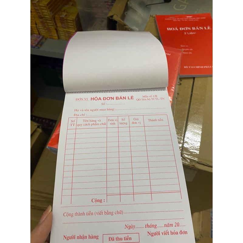 Combo 3q Hoá đơn bán lẻ 1 liên, 2 liên