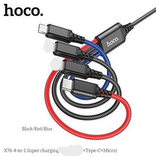 Cáp sạc nhanh 4 đầu hoco x76 2.0a, dây sạc dài 1m hàng - chính hãng