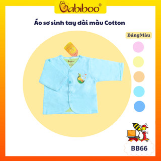 Áo sơ sinh tay dài Babiboo áo sơ sinh Cotton 2 lớp dễ thương BB66