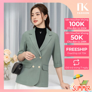 Áo Vest Công Sở Nữ NK Fashion Thiết Kế Tay Lỡ Dáng Suông Chất Liệu Vải Hàn Cao Cấp NKSM2208002