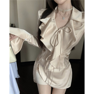 SET váy nữ lụa set áo lụa & chân váy dáng ngắn sexy quyến rũ