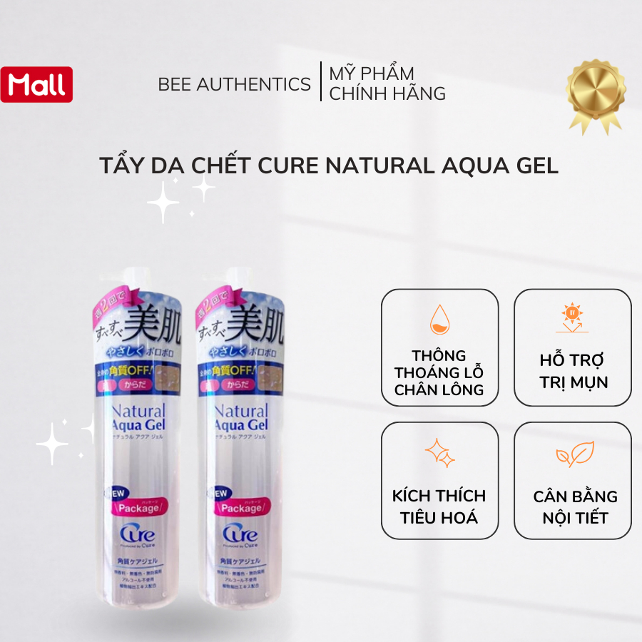 Gel tẩy tế bào da chết cure natural aqua 250g Nhật Bản cho da mặt và toàn thân_ Bee authetics