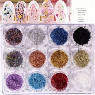 Set nhũ sợi trang trí móng 12 màu