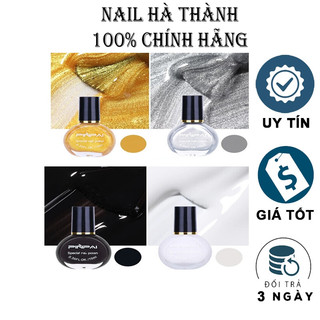 Sơn in móng tay mực in nail móng pinpai chính hãng trắng đen vàng bạc10ml