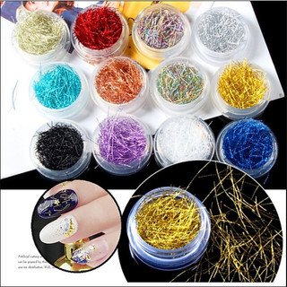 Set nhũ sợi trang trí móng 12 màu